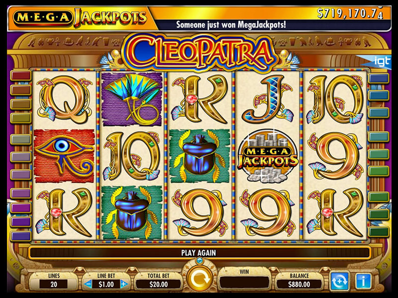 Cleopatra MegaJackpots Base Game and symbols